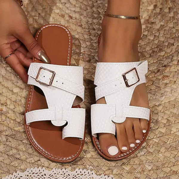 Women's Buckled Strap Roman Slide Sandals 47002569C